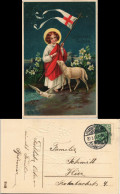 Ostern (Easter) Heilige Mit Osterlamm 1913 Prägekarte  Gel Stempel F BORNHEIM - Pâques