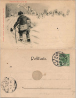 Ansichtskarte  Glückwunsch Prosit Neujahr, Winter Landschaft Wanderer 1906 - Nouvel An