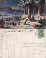 Ansichtskarte  Glückwunsch Neujahr/Sylvester Winter-Landschaft 1910 - Nouvel An