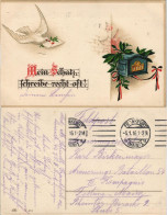 Ansichtskarte  Patriotika Brieftaube, Briefkasten 1916 Prägekarte WK1 Feldpost - War 1914-18