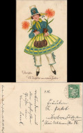 Ansichtskarte  Glückwunsch - Neujahr/Sylvester, Verkleidete Frau 1925 - Nouvel An