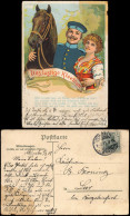 Ansichtskarte  Pferd Liebespaar - Soldat, Das Lustige Kleeblatt 1911 - Couples