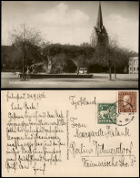 Postcard Halmstad Kyrkan Och Milles Fontaine 1936 - Suède