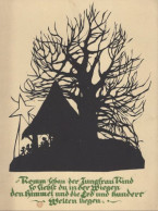 127443 - Scherenschnitt Baum Und Hütte - Silhouette - Scissor-type