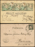Ansichtskarte  Glückwunsch Prosit Neujahr Sylvester 1898   Gel Karlsruhe - Nouvel An