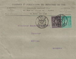 SAGE - PARIS DEPART - ENVELOPPE ENTETE - AFFRANCHISSEMENT A 15c -  DU 12 AOUT 1893. - 1876-1898 Sage (Type II)