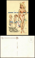 Ansichtskarte  Humor Card Kinder Staunen über Sexy Blondine Im Bikini 1960 - Humour