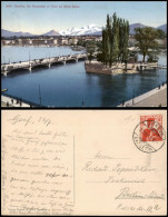 Ansichtskarte Genf Genève Ile Rousseau Et Pont Du Mont-Blanc Panorama 1912 - Autres & Non Classés