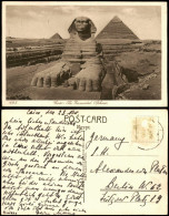 Postcard Kairo القاهرة The Excavated Sphinx; Pyramiden 1930 - Cairo