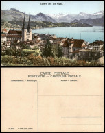 Ansichtskarte Luzern Lucerna Panorama-Ansicht Blick Zu Den Alpen 1910 - Autres & Non Classés