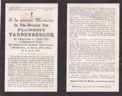 PASTOOR, PATER, TRES REVEREND PERE FLORENT VANDENBERGHE, POPERINGE 1826 - BROWNSVILLE TEXAS USA 1882 - Andachtsbilder