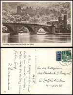 Ansichtskarte Heidelberg Partie Am Neckar, Brücke, Blick Zum Schloss 1950 - Heidelberg