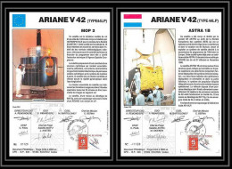 12123 Ariane 44lp V 42 1991 Astra 1b Mop 2 Lot De 2 France Espace Signé Signed Autograph Espace Space Lettre Cover - Europa