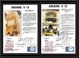 12098 Ariane V 12 1985 Bresilsat Arabsat Lot De 2 Signé Signed Autograph France Espace Espace Space Lettre Cover - Europa