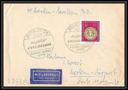 11221/ Lettre Cover Allemagne (germany DDR) Avion (plane Planes) Interflug 4/5/1970 Lyon Dresden Moscow - Airplanes