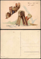 Ansichtskarte  Wölfe Beim Bockspringen Künstlerkarte 1955 - Contemporain (à Partir De 1950)