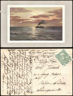 Schiffe/Schifffahrt - Dampfer - Stimmungsbild, Photochromie 1912 Passepartout - Paquebots