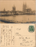 Köln Dom, Ufer, Flußbadeanstalt - Behelfsbrücke - Fotokarte 1912 - Koeln