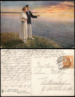 Künstlerkarte Gemälde (Art) R. Mengenich "Das Meer" Liebespaar 1917 - Peintures & Tableaux