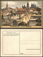 Würzburg Alte Brücke Orig.-Steinzeichnungen V. Wilh. Greiner 1922 - Wuerzburg