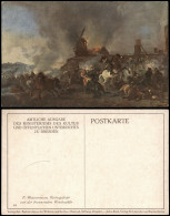 P. Wouwverman, Reitergefecht Vor  Brennenden Windmühle Künstlerkarte: Gemälde - Peintures & Tableaux