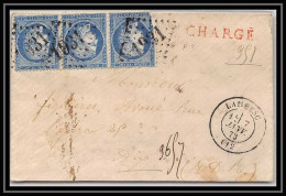 39106 Lsc Lambesc N°60 Ceres Gc 1931 Bande De 3 X3 1873 Chargé Pour Aix Bouches Du Rhone Lettre Cover - 1849-1876: Classic Period