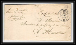 39088 Type 18 Mairie Lambesc 1851 Bouches Du Rhone Pour Marseille Lettre Cover Marque Postale - 1849-1876: Classic Period