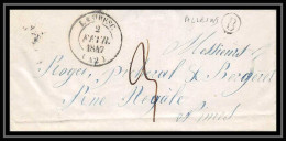 39075 Lambesc 1847 Boite Rurale B Alleins Bouches Du Rhone Pour Nimes Gard Lettre Cover Marque Postale - 1801-1848: Précurseurs XIX