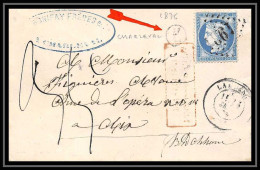 39072 N° 60 Ceres + Taxe Manuscrite Lambesc 1876 Boite Rurale E Charleval Bouches Du Rhone Pour Aix-en-Provence Lettre - 1849-1876: Classic Period