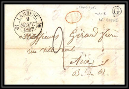 39021 Lambesc 1837 Boite Rurale G Charleval Bouches Du Rhone Pour Aix-en-Provence Lettre Cover Marque Postale - 1801-1848: Précurseurs XIX
