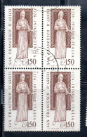 ITALIA REPUBBLICA ITALY REPUBLIC 1976 MORTE DI SAN S. FRANCESCO QUARTINA BLOCK LIRE 150 USATO USED - 1971-80: Oblitérés