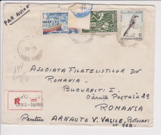 Tunisia Tunisie 1967 Registered Air Mail Cover Enveloppe Par Avion Tunis Thameur --> Romania Kairouan Fauna Port De Sfax - Tunisia