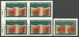 Turkey; 1966 "Balkanfila II" Stamp Exhibition 75 K. ERROR "Shifted And Reverse Black Color Print (Imperf. Block Of 4)" - Ongebruikt