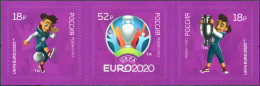 Russia 2021. EURO 2020 European Football Championship (MNH OG) Block Of 3 Stamps - Unused Stamps