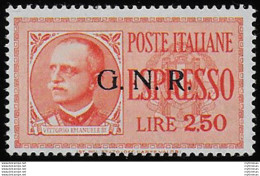 1943 Repubblica Sociale Espressi Lire 2,50 Brescia I MNH Sassone N. 20/I - Autres & Non Classés