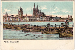 Köln Coellen /  Cöln Künstlerkarte: Holzbrücke Und Panorama  Ansichtskarte 1905 - Koeln