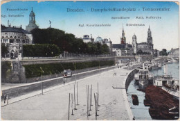 Innere Altstadt-Dresden Brühlsche Terrasse Mit Bootsanlegestelle Und Straßenbahn Und Belvedere 1913  - Dresden