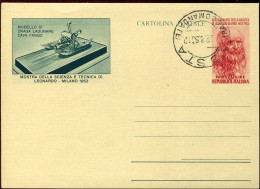 X0966 Italia, Stationery Card Postcard 1952 20 Lire,showing Leonardo Da Vinci,lagoon Dredger,drague De Lagon - Other & Unclassified