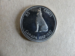 Pièce Commémorative Centenaire Canada 50 Cents Argent 1967 Loup - Canada