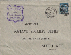 SAGE - PARIS 1 PLACE DE LA BOURSE (PETIT CACHET) - ENVELOPPE DU 26 MAI 1888. - 1876-1898 Sage (Type II)