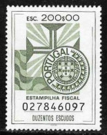 Revenue, Portugal - Estampilha Fiscal, Série De 1990 -|- 200$00 - MNG - Neufs