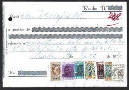 Recibo Da Intercafé Com Stamps Fiscais De Angola, Assistência De 2$50 E 5$00 Povoamento De $50, 1$00, 2$00 E 5$00. - Covers & Documents