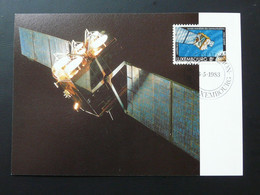 Carte Maximum Card Satellite Année Mondiale Des Communications Luxembourg 1983 - Cartes Maximum