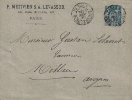 SAGE - PARIS 1 - PLACE DE LA BOURSE - ENVELOPPE ENTETE DU 23 NOVEMBRE 1890. - 1876-1898 Sage (Type II)