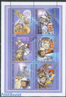 Central Africa 2002 Cosmonauts 6v M/s, Mint NH, Transport - Space Exploration - Centrafricaine (République)