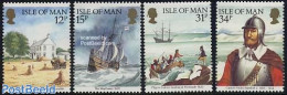 Isle Of Man 1986 American Connections 4v, Mint NH, History - Transport - Explorers - Ships And Boats - Onderzoekers