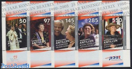 Netherlands Antilles 2005 Beatrix Silver Jubilee 5v M/s, Mint NH, History - Various - Kings & Queens (Royalty) - Nobel.. - Familles Royales
