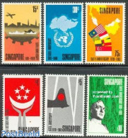 Singapore 1969 150 Years Singapore 6v, Mint NH, History - Transport - Various - Flags - History - Aircraft & Aviation .. - Avions