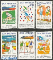 San Marino 1993 Sports 6v, Mint NH, History - Nature - Sport - Europa Hang-on Issues - Fishing - Athletics - Skiing - .. - Neufs