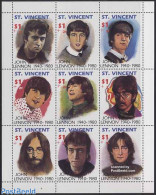 Saint Vincent 1991 John Lennon 9v M/s, Mint NH, Performance Art - Music - Popular Music - Musique